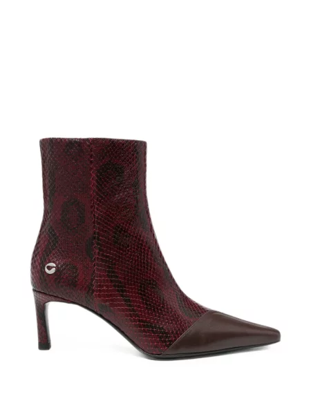 Botine Coperni din piele cu model piele de șarpe roșu