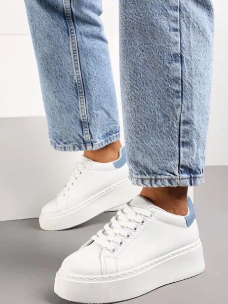 Sneakers Albi-Bleumarin pe Platformă la Modă Broida alb