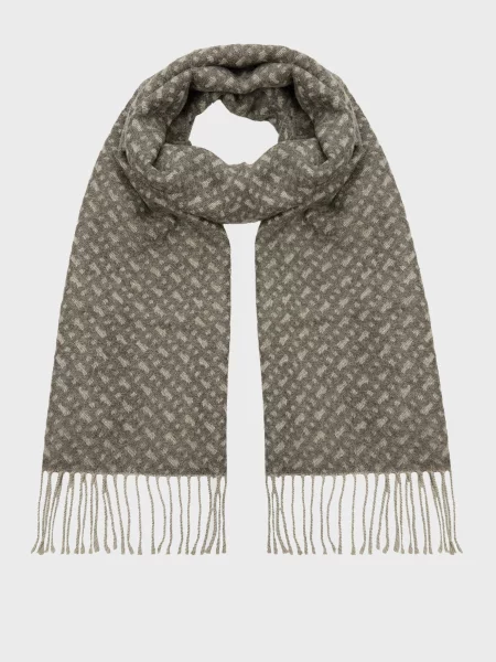 Шерстяной шарф Boss серый
