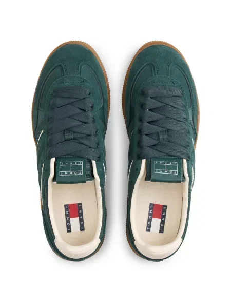 Pantofi Tommy Jeans din piele verde