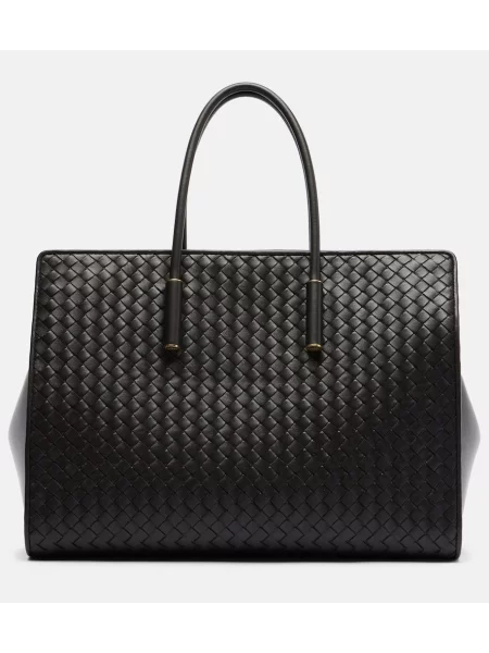 Usnjena usnjena torbica Bottega Veneta rjava