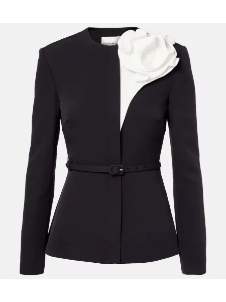 Peplum blazer Roland Mouret s cvetličnim vzorcem črna