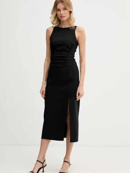 Sisley rochie drapată cu negru