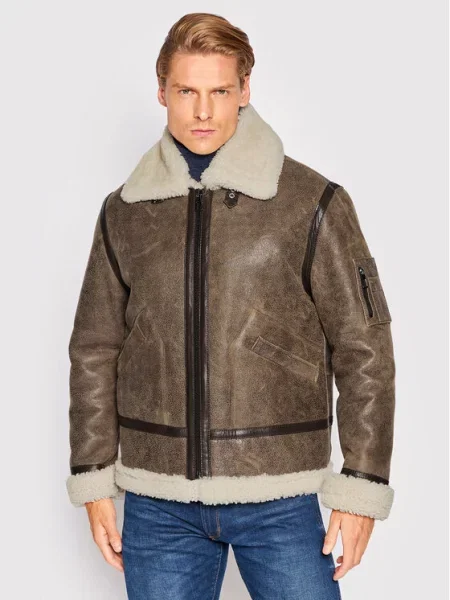 Usnjena jakna Serge Pariente rjava