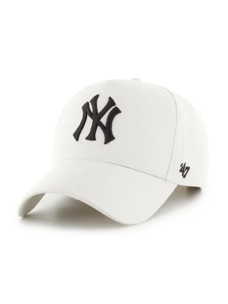 Шапка с козирка 47 brand MLB New York Yankees с изчистен дизайн бяло