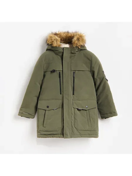 Reserved Zateplená parka s kapucí pudrově zelená