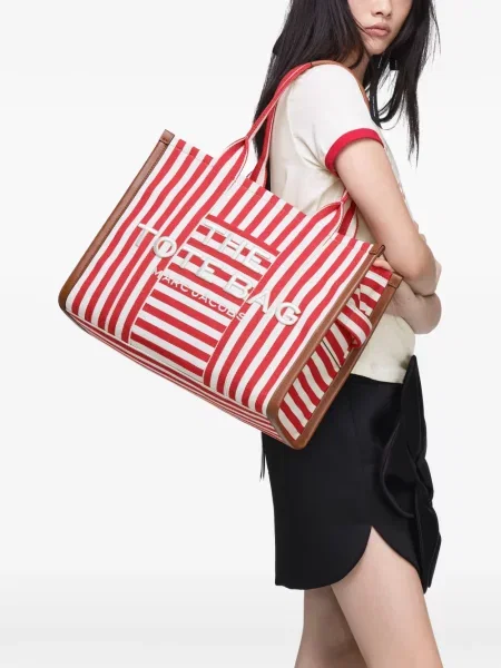 Geantă shopper Marc Jacobs cu dungi roșu