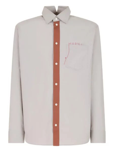 S límcem košile Marni s výšivkou šedá