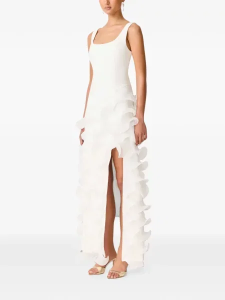 Rochie maxi Elliatt cu volane alb