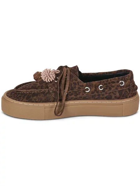 Pantofi D.a.t.e. din piele de căprioară cu model leopard maro