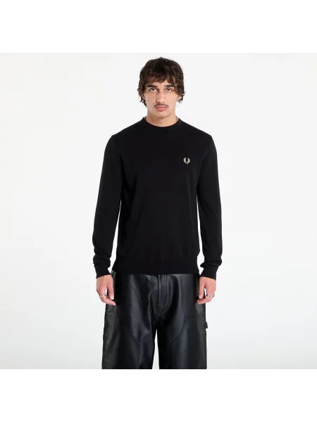 Pulover FRED PERRY Classic Crew Neck Jumper Black L negru