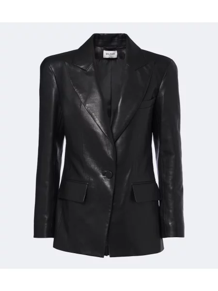 Sacou Balmain din piele negru