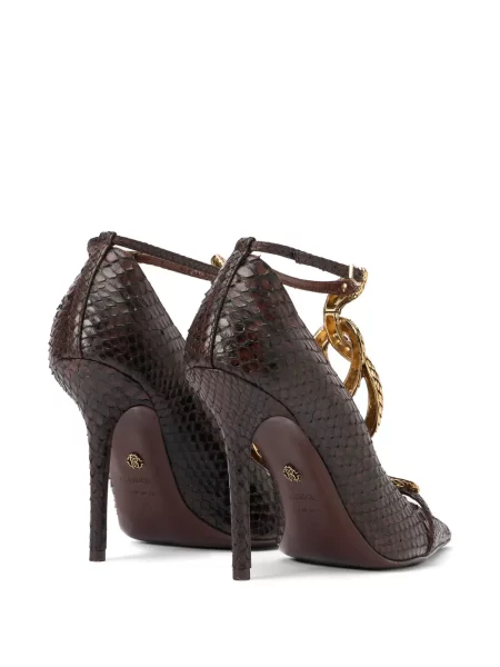 Pantofi cu toc Roberto Cavalli cu model piele de șarpe maro
