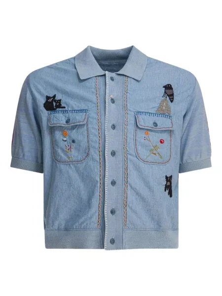 Риза Kapital бродирана синьо