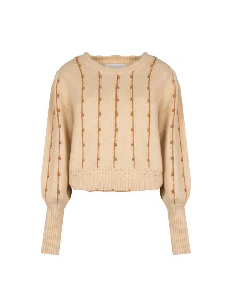 Dzianinowy sweter Silvian Heach z rękawami balonowymi beżowy