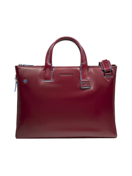 Torba na laptopa Piquadro skórzana czerwona