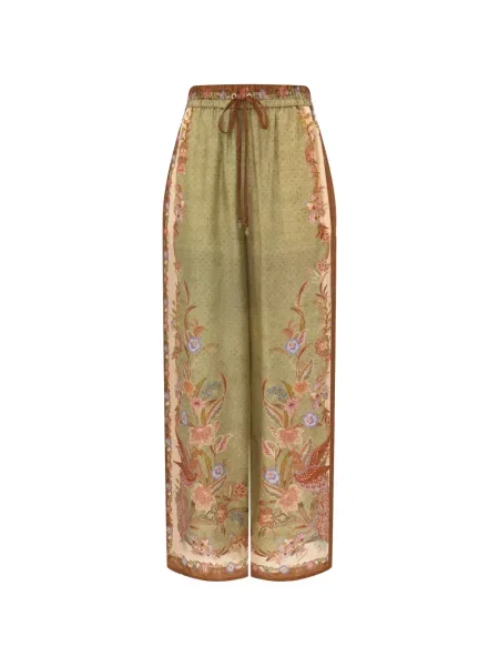 Pantaloni Zimmermann cu model floral cu imagine verde