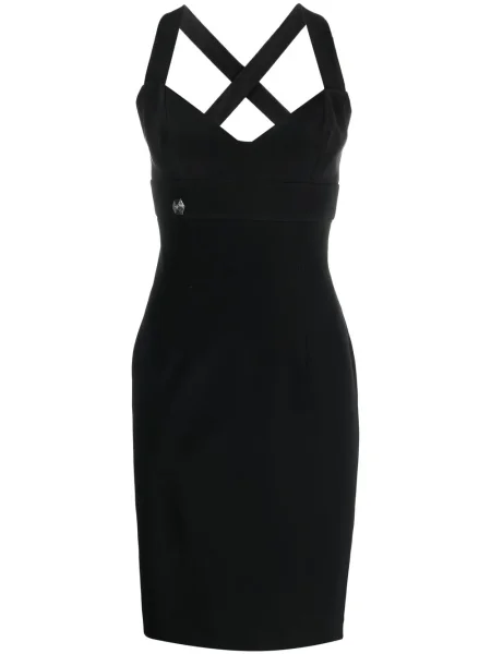 Jedwabna mała sukienka mini Philipp Plein garniturowa czarna