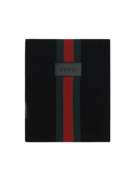 Szal Gucci wełniana w paski czarna