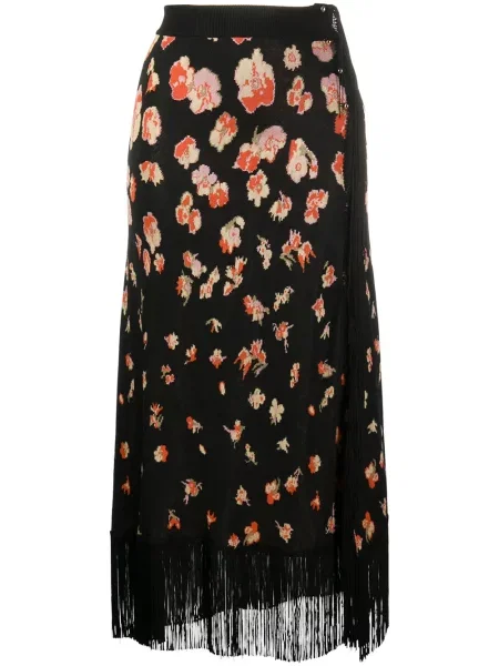 Fustă Rabanne cu model floral negru