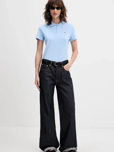 Tricou polo Tommy Jeans albastru
