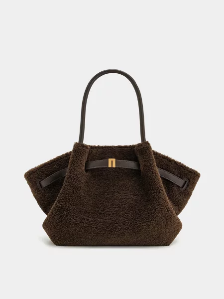 Искусственный мех сумка Jw Pei коричневая