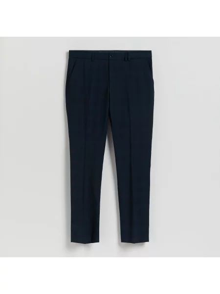 Reserved Oblekové kalhoty slim fit tmavomodrá