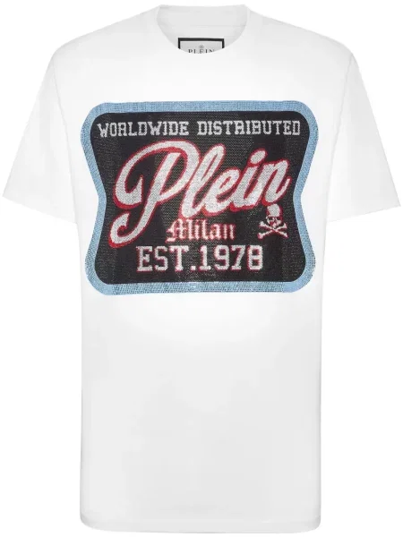 Tricou Philipp Plein cu decolteu rotund alb