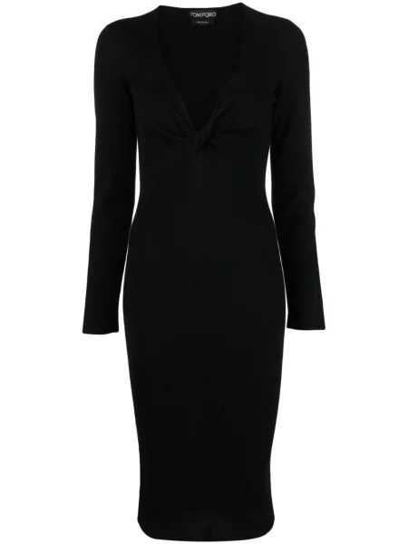 Rochie Tom Ford tricotate cu decolteu în V de costum negru