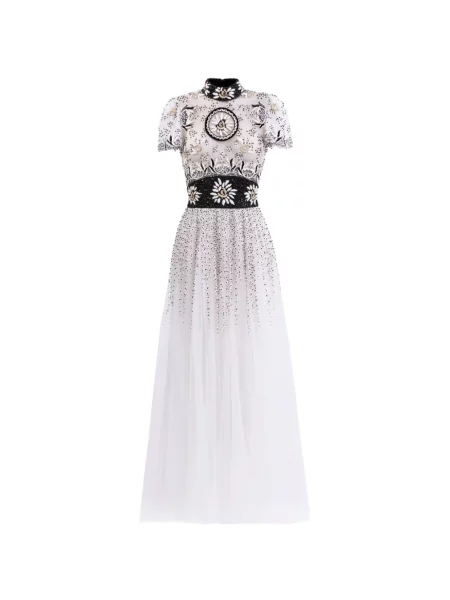 Sukienka maxi Saiid Kobeisy tiulowa biała