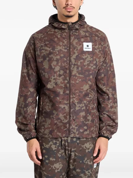Geacă Saysky cu glugă cu model camuflaj maro