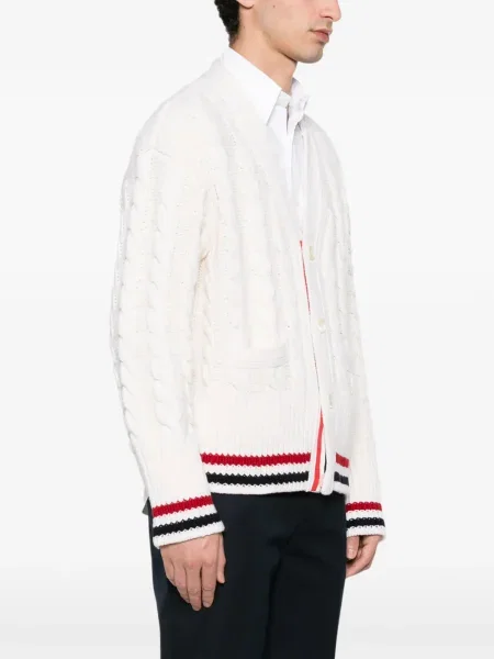 Cardigan Thom Browne de lână alb