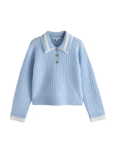 Next Pulover albastru deschis alb