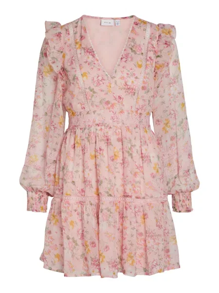 VILA Rochie ROMAN / portocaliu / roz pal verde