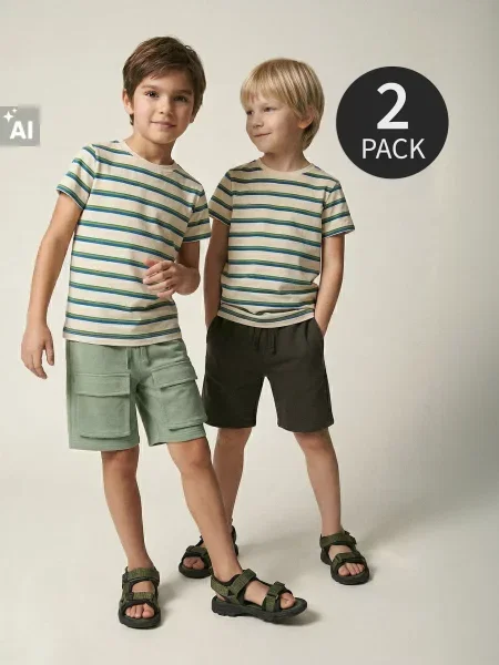 Sinsay Teplákové šortky s cargo 2 pack zelená