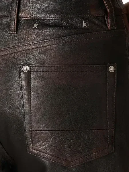 Pantaloni Golden Goose din piele roșu