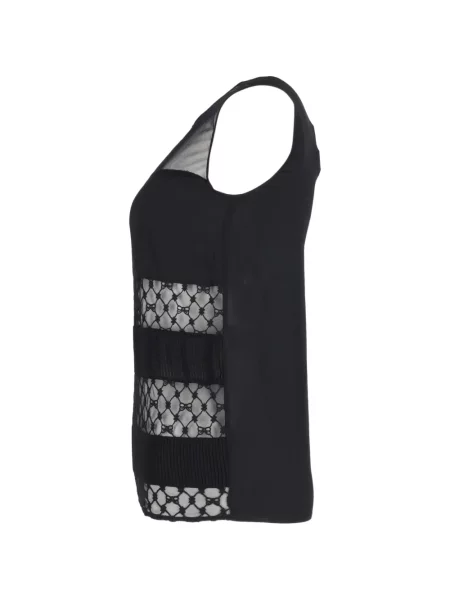 Top Maje de mătase transparente negru