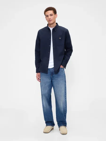 Cămașă Gap din țesătură twill albastru