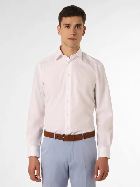 Finshley & Harding Koszula łatwa w prasowaniu Mężczyźni Modern Fit jednolity kołnierzyk kent 38 biały