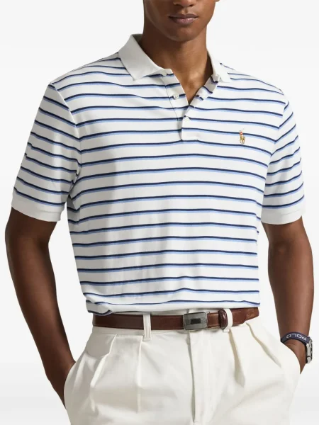 Frotir prugasta polo majica Polo Ralph Lauren s vezom plava