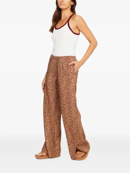 Pantaloni The Upside cu imagine cu model leopard maro