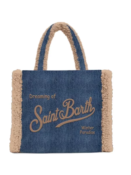 Geantă shopper Mc2 Saint Barth din piele de oaie albastru