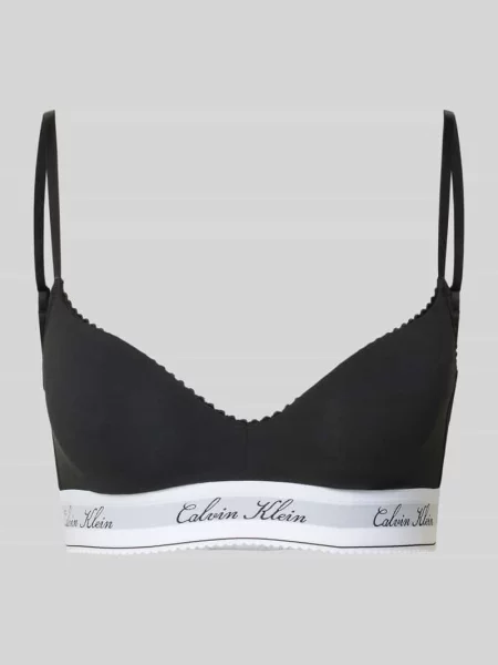 Biustonosz typu bralette z mieszanki bawełny z dodatkiem modalu model SCRIPT Lightly Lined' Calvin Klein Underwear czarna