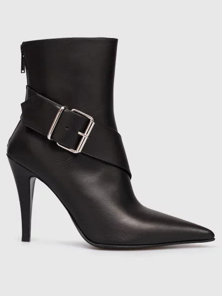 Кожаные ботильоны Alexander Mcqueen с пряжкой черные