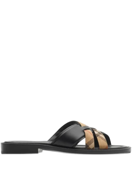 Sandale Burberry din piele în carouri negru