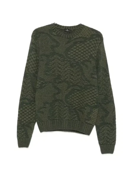 Pulover Etro cu decolteu rotund verde