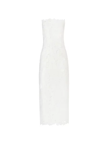 Sukienka midi Costarellos w kwiatki do kolan bez ramiączek biała