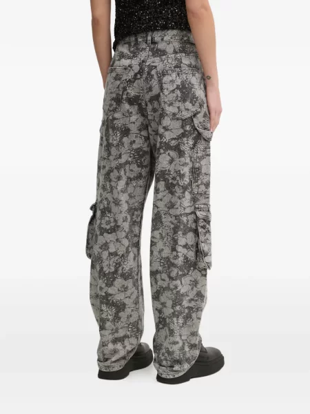 Jeansy Moschino Jeans w kwiatki z nadrukiem szare