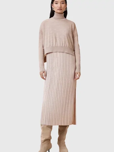 AllSaints rochie si pulover VITTORIA bej