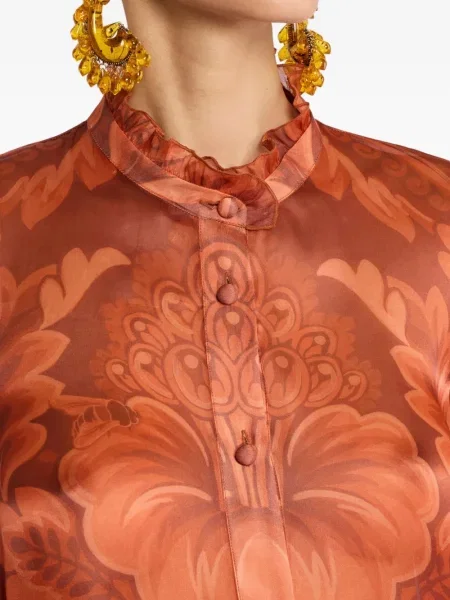 Cămașă Etro cu model floral cu imagine plisată roșu